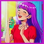 Girl putting on perfume.